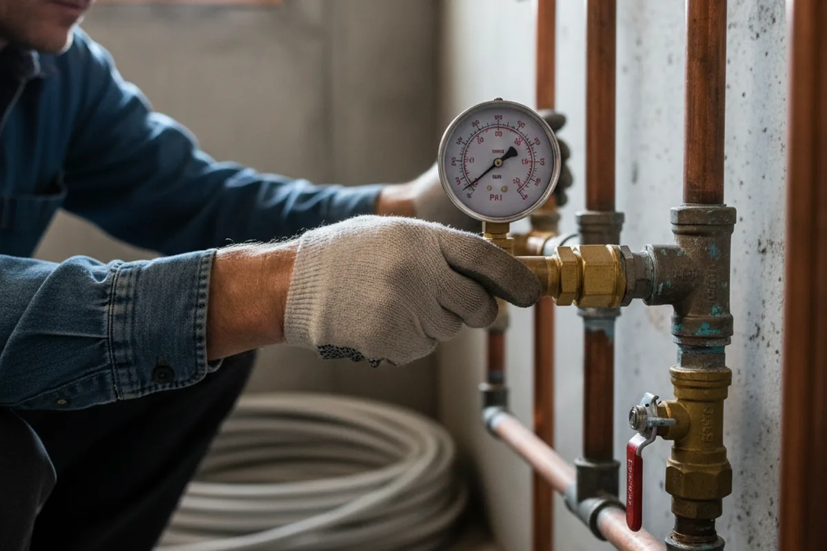 Pressure testing a repaired line during Water Line Repair in Anoka